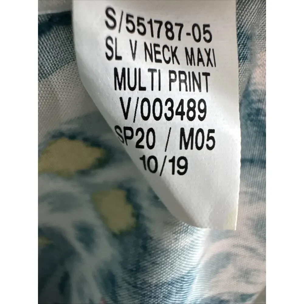 Old Navi V-Neck Maxi Multi Print Dress Womens S Green Abstract Beach Casual